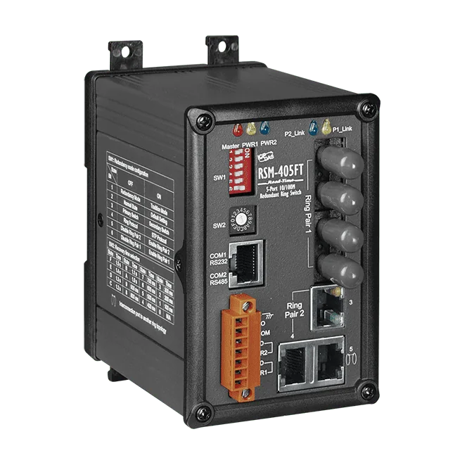 RSM-405FT Real-Time Redundant Ring Switch, 5-Port with 2-Fiber ST
