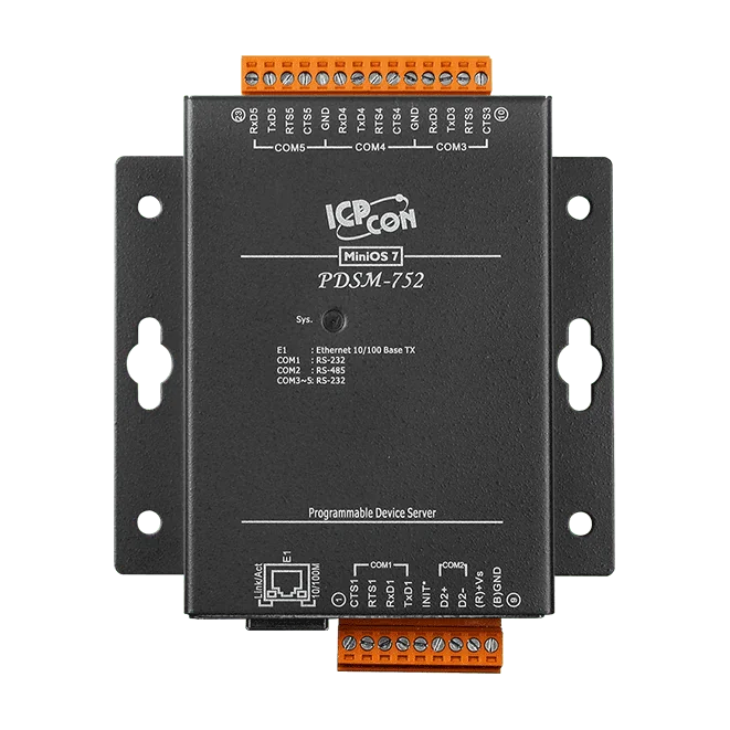 PDSM-752 Programmable Serial-to-Ethernet Device Server, 4x RS-232 and 1x RS-485