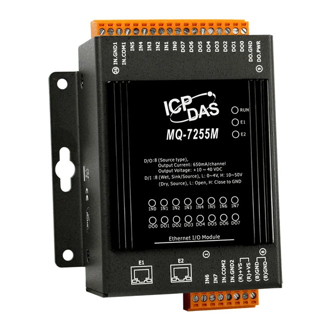 MQ-7255M MQTT I/O Module, 8-ch DI / 8-ch DO with 2-port Ethernet Switch