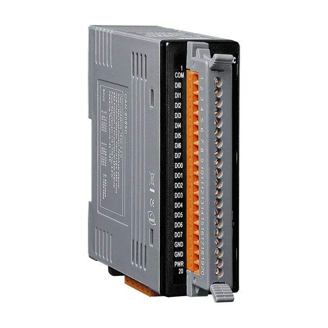 CAN-2055C CANopen Slave I/O Module, 8-ch Isolated DI and 8-ch PNP DO