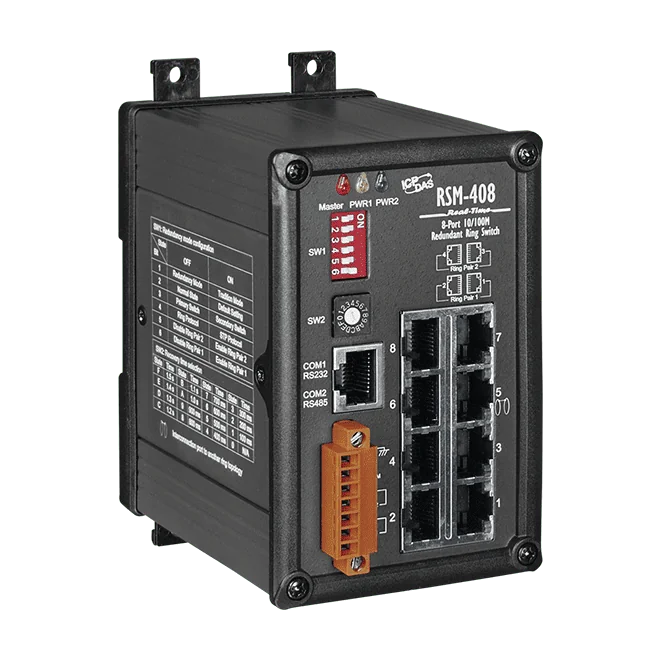 RSM-408 Redundant Ring Switch, 8-port 10/100Base-TX, Dual DC Power Input