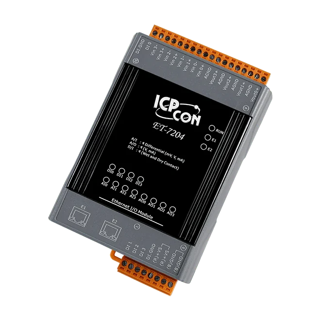 ET-7204 Ethernet I/O Module, 4-ch AI/AO/DI with 2-port Switch
