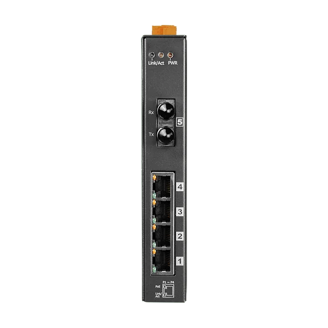 NSM-205PFT Unmanaged PoE Fiber Switch, 4 x RJ-45 PSE + 1 x 100Base-FX ST