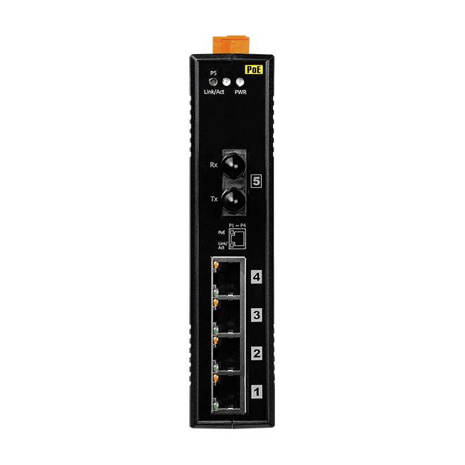 NS-205PFT-24V PoE Ethernet Switch, 4-port PSE + 1 Multi-mode Fibre Port