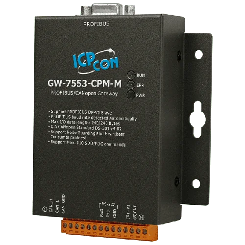 GW-7553-CPM-M PROFIBUS DP-V0 Slave to CANopen Gateway, Metal Case