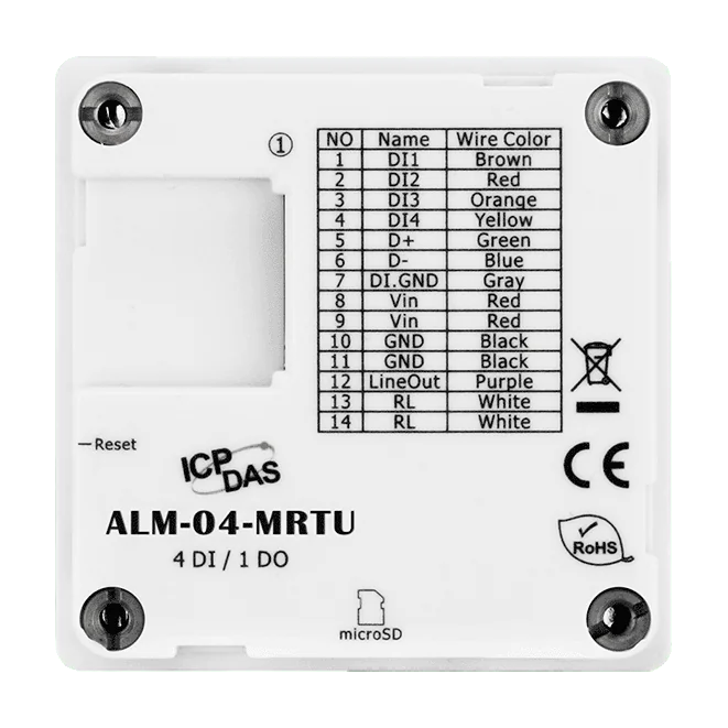ALM-04-MRTU MP3 Alert Module, RS-485 Modbus RTU, 4-ch DI, 1-ch Relay