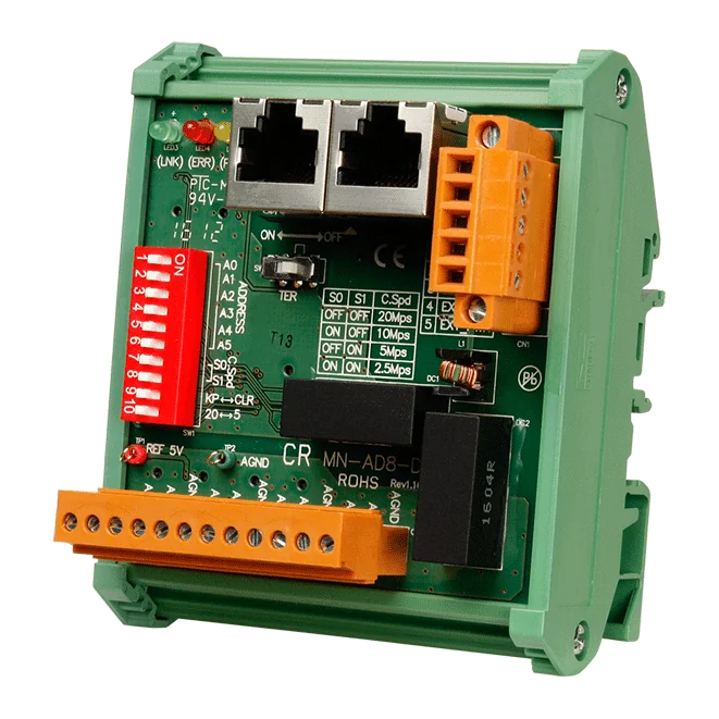 MN-AD8-DIN Motionnet 8-ch Analog Input Module, +/- 10 V, 16-bit