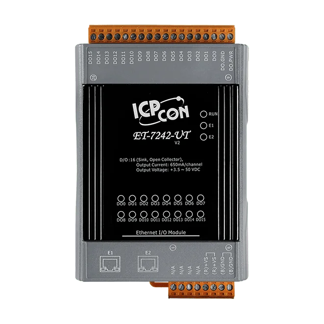 ET-7242-UT Ethernet I/O Module, 16-ch Sink-type DO with 2-port Switch