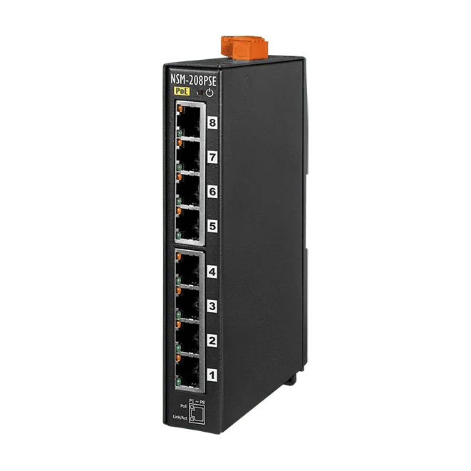 NSM-208PSE 8-Port Unmanaged PoE (PSE) Industrial Ethernet Switch