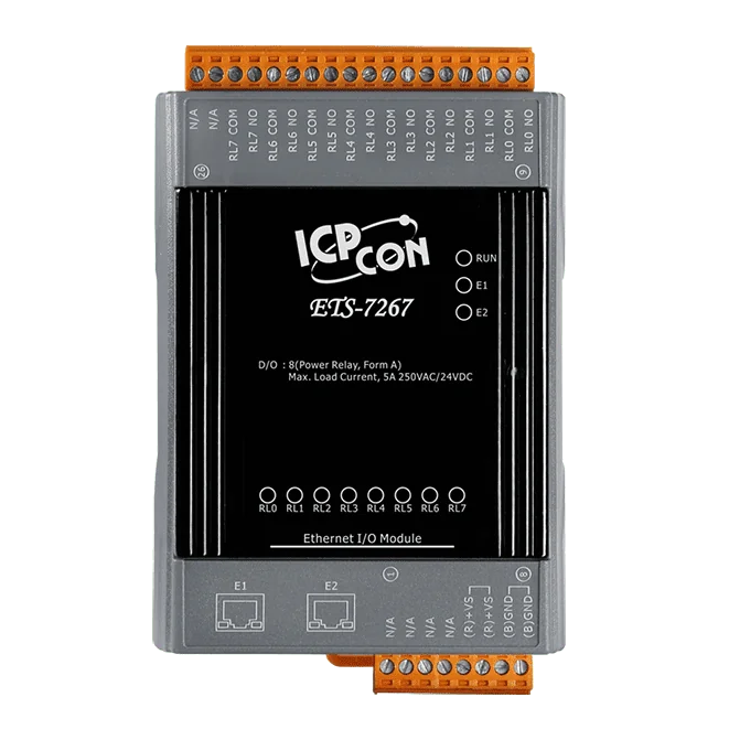 ETS-7267 Ethernet I/O Module, 8-ch Power Relay with 2-Port Switch