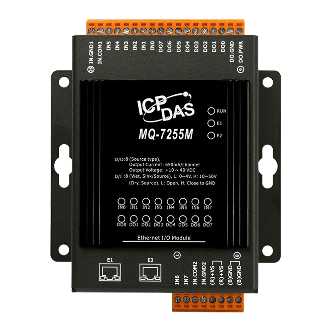MQ-7255M MQTT I/O Module, 8-ch DI / 8-ch DO with 2-port Ethernet Switch