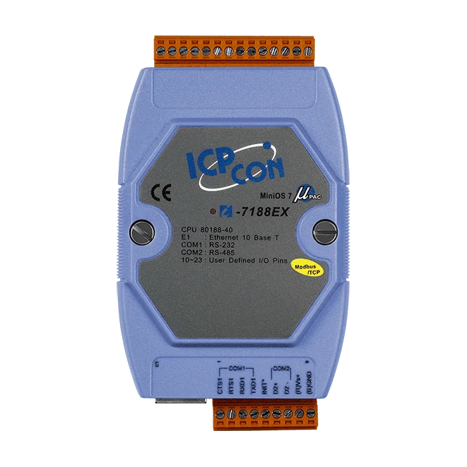 I-7188EX-MTCP Programmable Modbus TCP to RTU Gateway, RS-232/485
