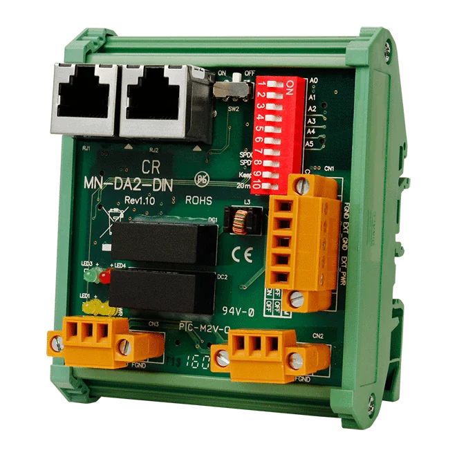 MN-DA2-DIN Distributed Motionnet 2-ch ±10 V Analog Output Module