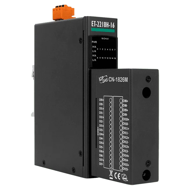 ET-2218H-16/S1 Ethernet I/O Module with 2-port Ethernet Switch, 16-ch High Speed Thermocouple Input, 100 S/s