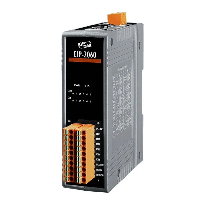 EIP-2060 EtherNet/IP Remote I/O Module, 6-ch DI and 6-ch Relay Output