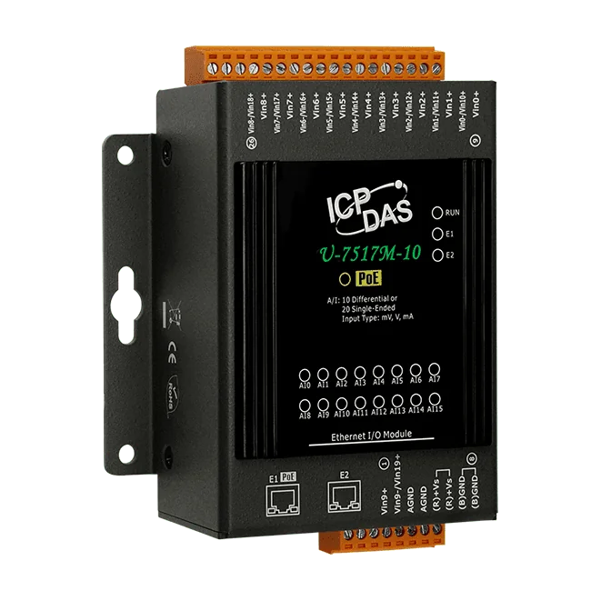 U-7517M-10 OPC UA I/O Module, 10/20-ch Analog Input with PoE