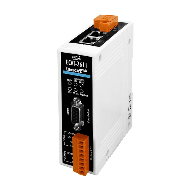 ECAT-2611 EtherCAT to Modbus RTU Protocol Gateway, RS-232/422/485