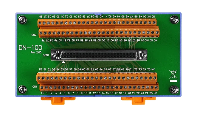 DN-100 100-pin SCSI II Female Terminal Board, 3.81 mm Pitch
