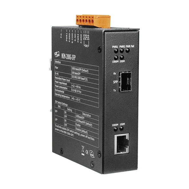 NSM-200G-SFP 1000 Base-T to 1000 Base-X Media Converter, SFP Slot