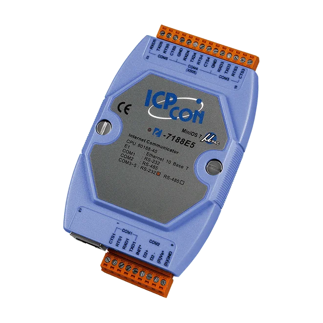 I-7188E5 Programmable Ethernet to 5-Port Serial Converter (4x RS-232, 1x RS-485)