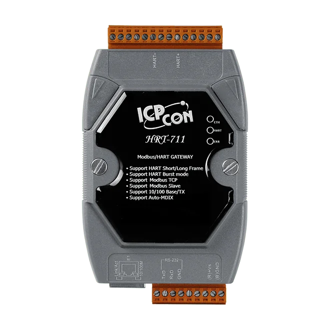 HRT-711 Modbus TCP/UDP to HART Gateway, 1 HART Port, Up to 15 Devices