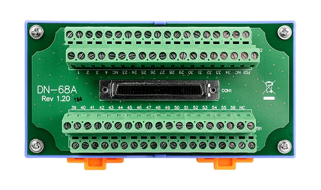 DN-68A 68-pin SCSI-II Female I/O Connector Block, DIN-rail