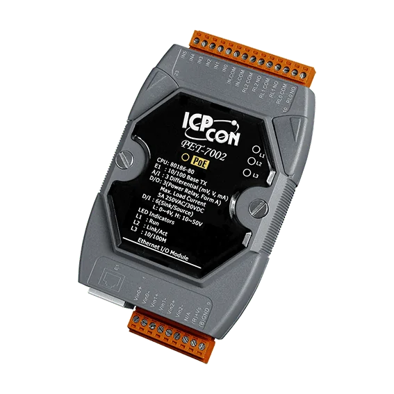 PET-7002 PoE I/O Module, 3-ch AI, 6-ch DI, 3-ch Power Relay