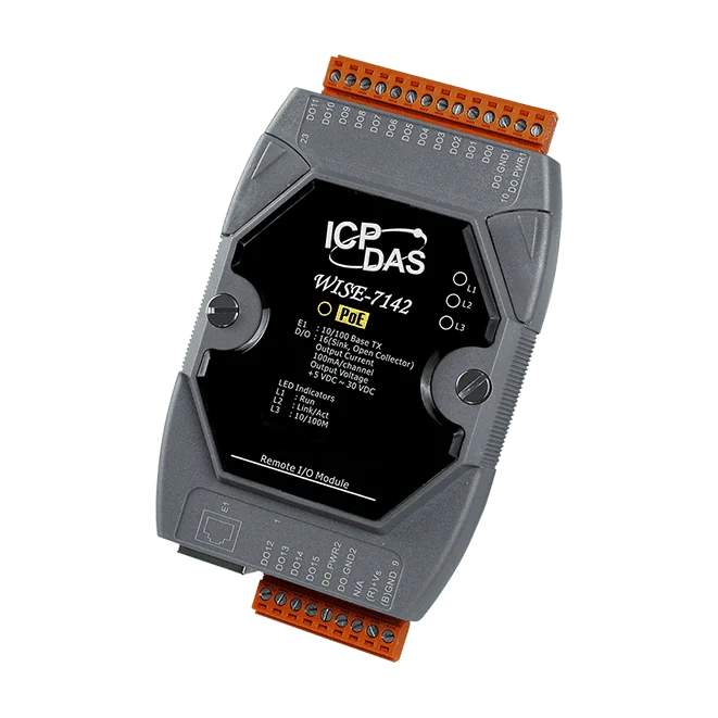 WISE-7142 PoE Web-Based I/O Module, 16-ch Sink Digital Output