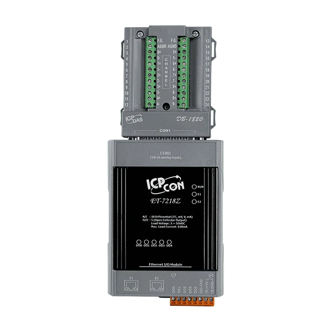 ET-7218Z/S Ethernet I/O Module with 2-port Ethernet Switch, 10-ch Thermocouple Input, 3-ch DO