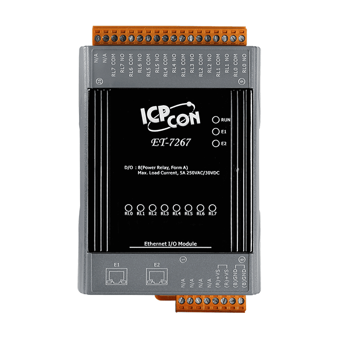 ET-7267 Ethernet I/O Module, 8-ch Power Relay with 2-port Switch