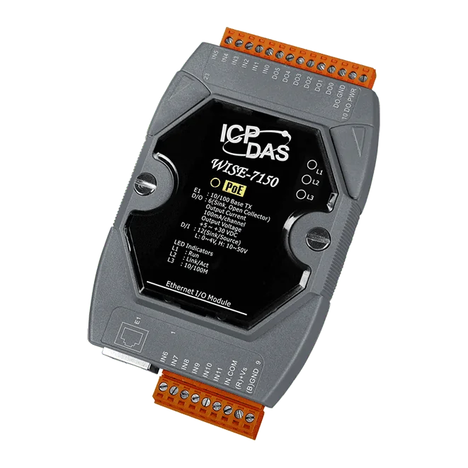 WISE-7150 Intelligent I/O Module, 12 DI/6 DO with PoE