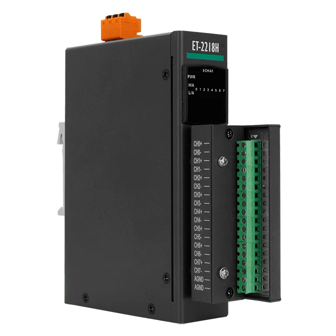 ET-2218H/S1 Ethernet I/O Module with 2-port Ethernet Switch, 8-ch High Speed Thermocouple Input, 100 S/s