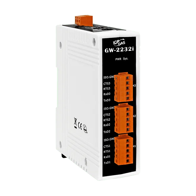 GW-2232i Modbus TCP to RTU/ASCII Gateway, 3-port Isolated RS-232