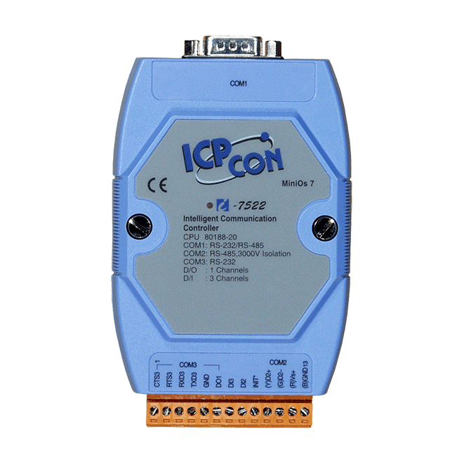 I-7522 Addressable RS-485 to 2 x RS-232/RS-485 Converter, 2 DI/1 DO