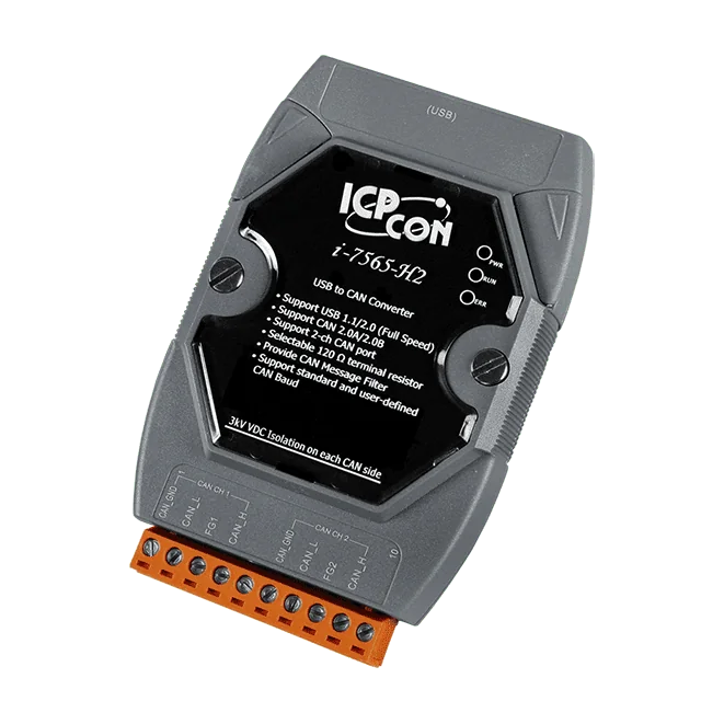 I-7565-H2-G USB to 2-Port CAN Bus Converter, 2500Vrms Isolated, 5 kbps to 1 Mbps
