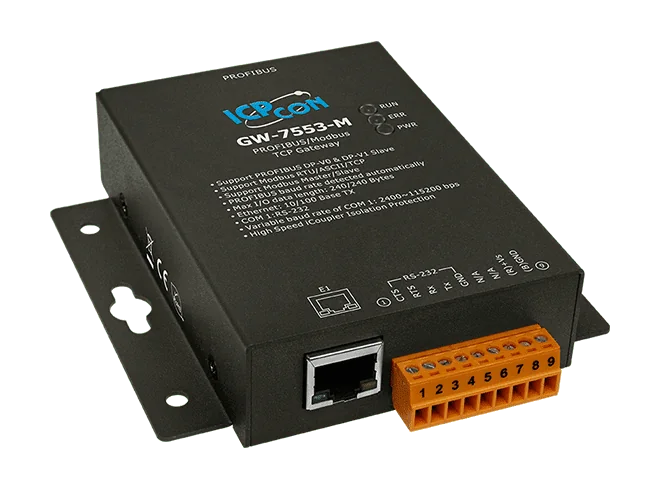 GW-7553-M PROFIBUS DP to Modbus TCP Gateway, Metal Case