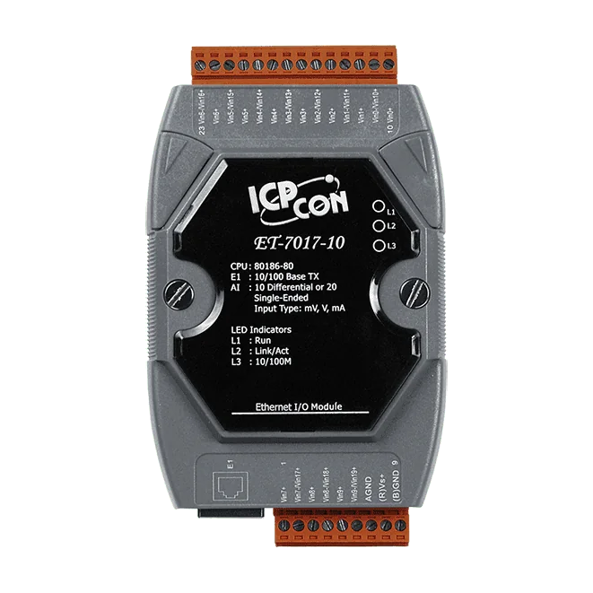 ET-7017-10 Ethernet I/O Module, 10/20-ch Analog Input