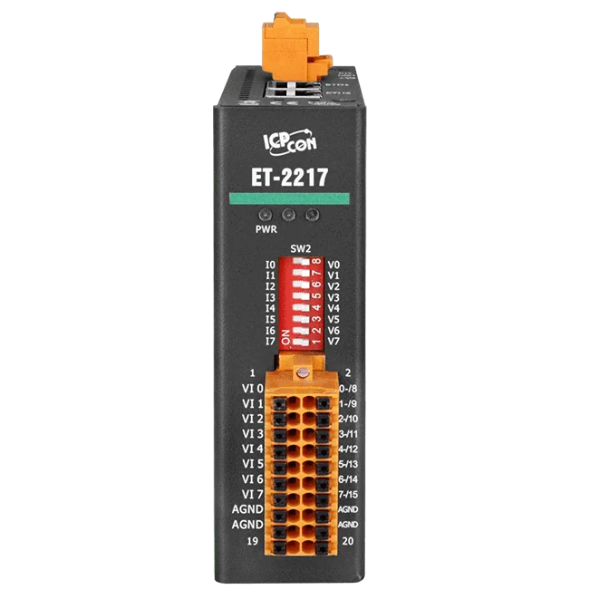 ET-2217 Ethernet I/O Module with 2-Port Switch, 8/16-ch Analog Input