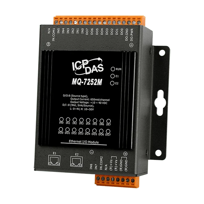 MQ-7252M MQTT Ethernet I/O Module, 2-port Switch, 8-ch DI and 8-ch DO