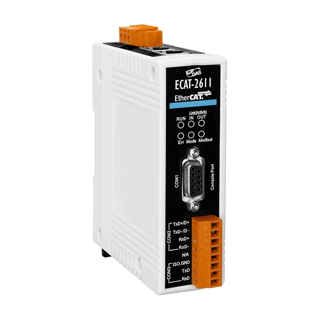 ECAT-2611 EtherCAT to Modbus RTU Protocol Gateway, RS-232/422/485