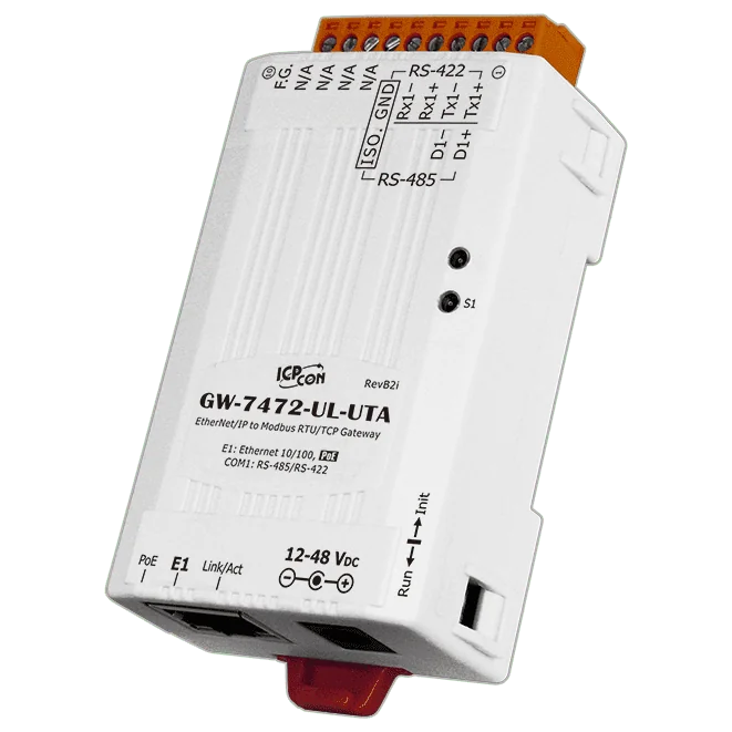 GW-7472-UL-UTA EtherNet/IP to Modbus RTU/TCP Gateway with PoE, -40 °C Version