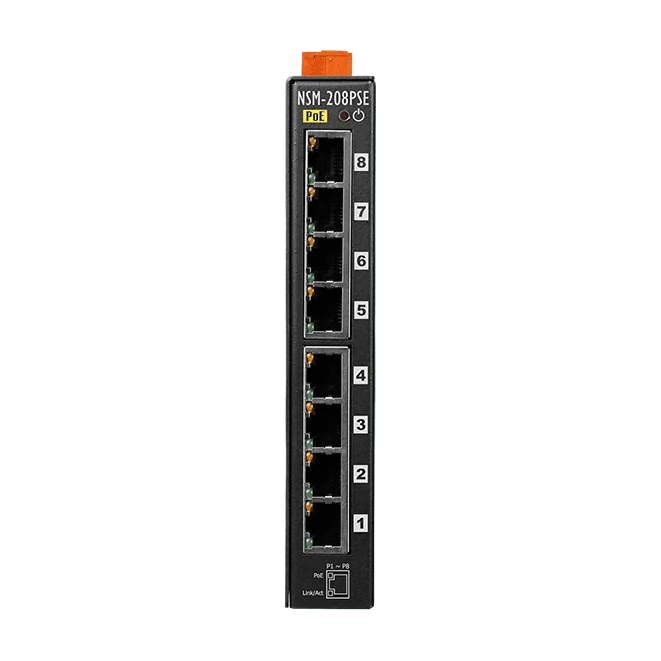 NSM-208PSE 8-Port Unmanaged PoE (PSE) Industrial Ethernet Switch