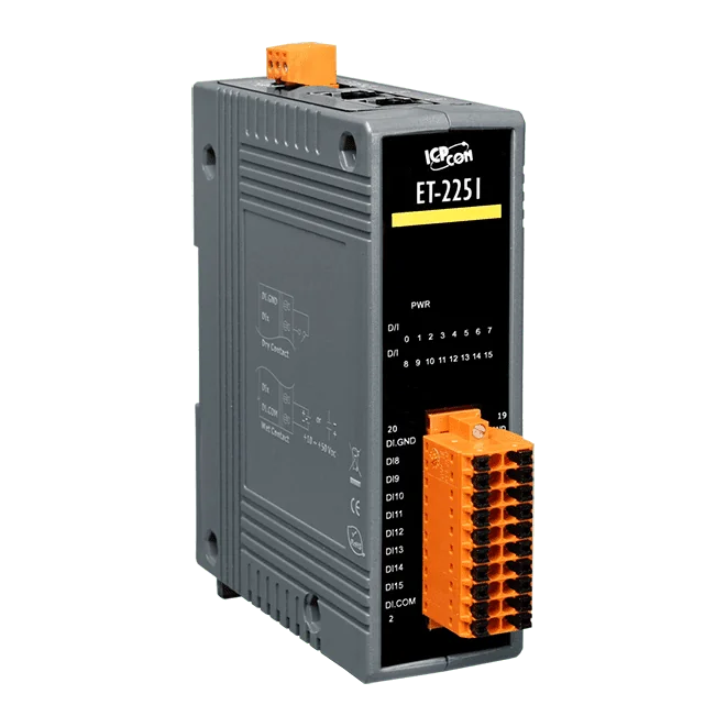 ET-2251 Ethernet I/O Module, 16-ch DI with 2-port Ethernet Switch