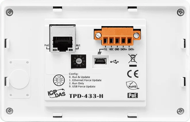 TPD-433-H 4.3-inch Touch HMI Device with PoE Ethernet, RS-485 and RTC