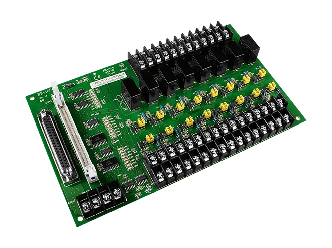 DB-16P8R/D/DIN Daughter Board, 16-ch Isolated Input & 8-ch Relay, DIN-Rail