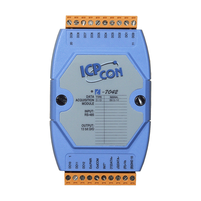 I-7042 13-ch Isolated Sink DO Module, DCON RS-485, Blue Cover