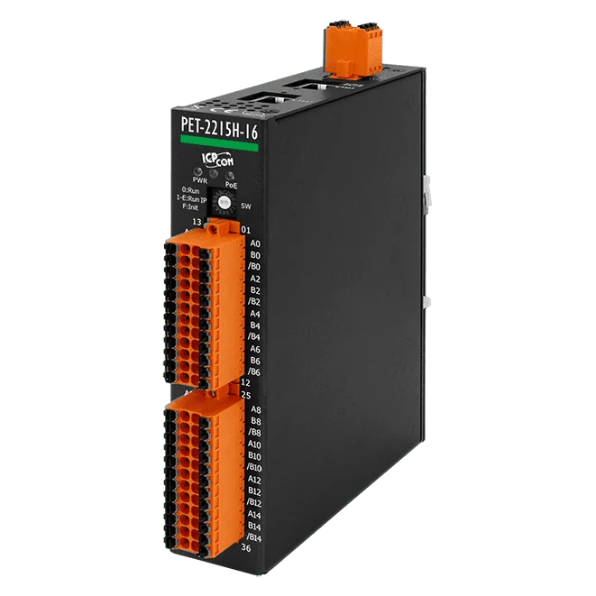PET-2215H-16 PoE Ethernet I/O Module, 16-ch High Speed RTD Input