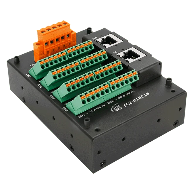 EC2-P16C16 EtherCAT Slave I/O Module, 16 DI and 16 DO Channels