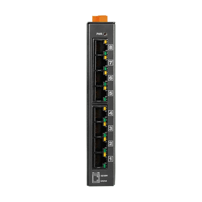 NSM-208A Unmanaged 8-Port Industrial 10/100 Mbps Ethernet Switch, Metal Case