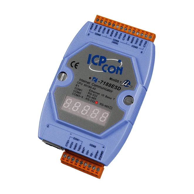 I-7188E5D Ethernet to 5-Port Serial Converter, 4x RS-232 and 1x RS-485